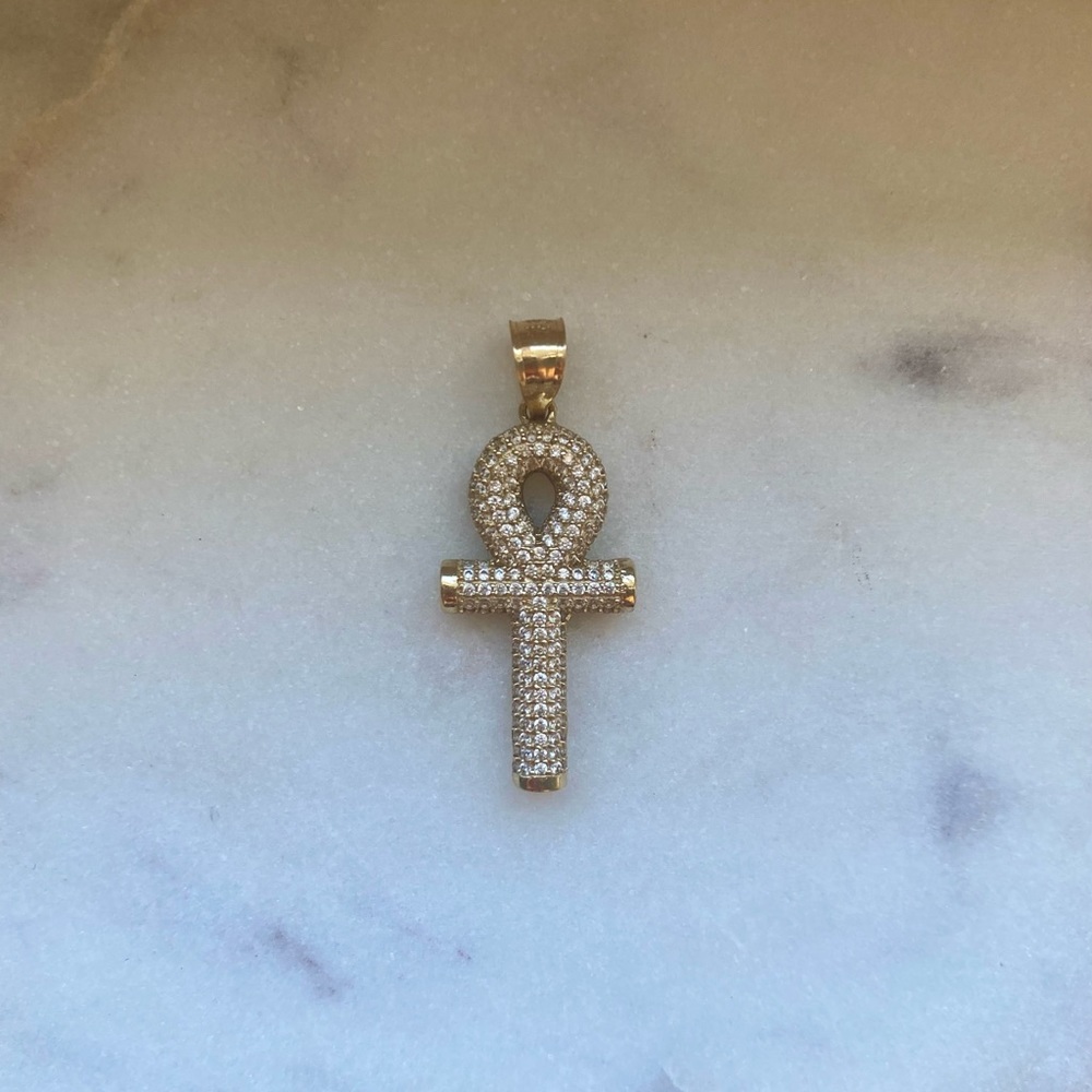 14K Gold Ankh Cross Pendant